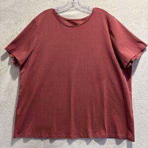 Eileen Fisher Crew Neck Tee Women's 3X Plus Chuty Rose Organic Cotton Interlock